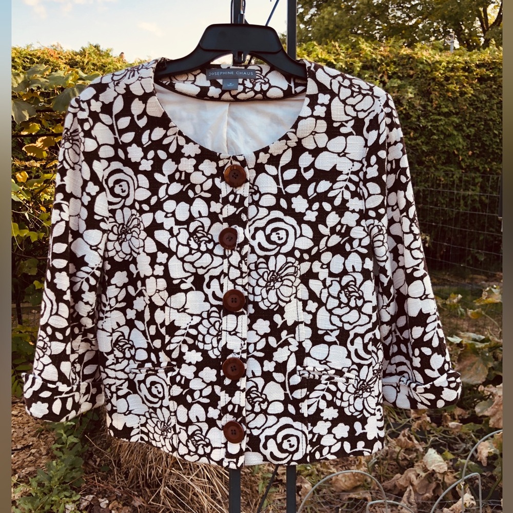 Josephine Chaus Cropped Blazer Jacket 3/4 Sleeve Size 10